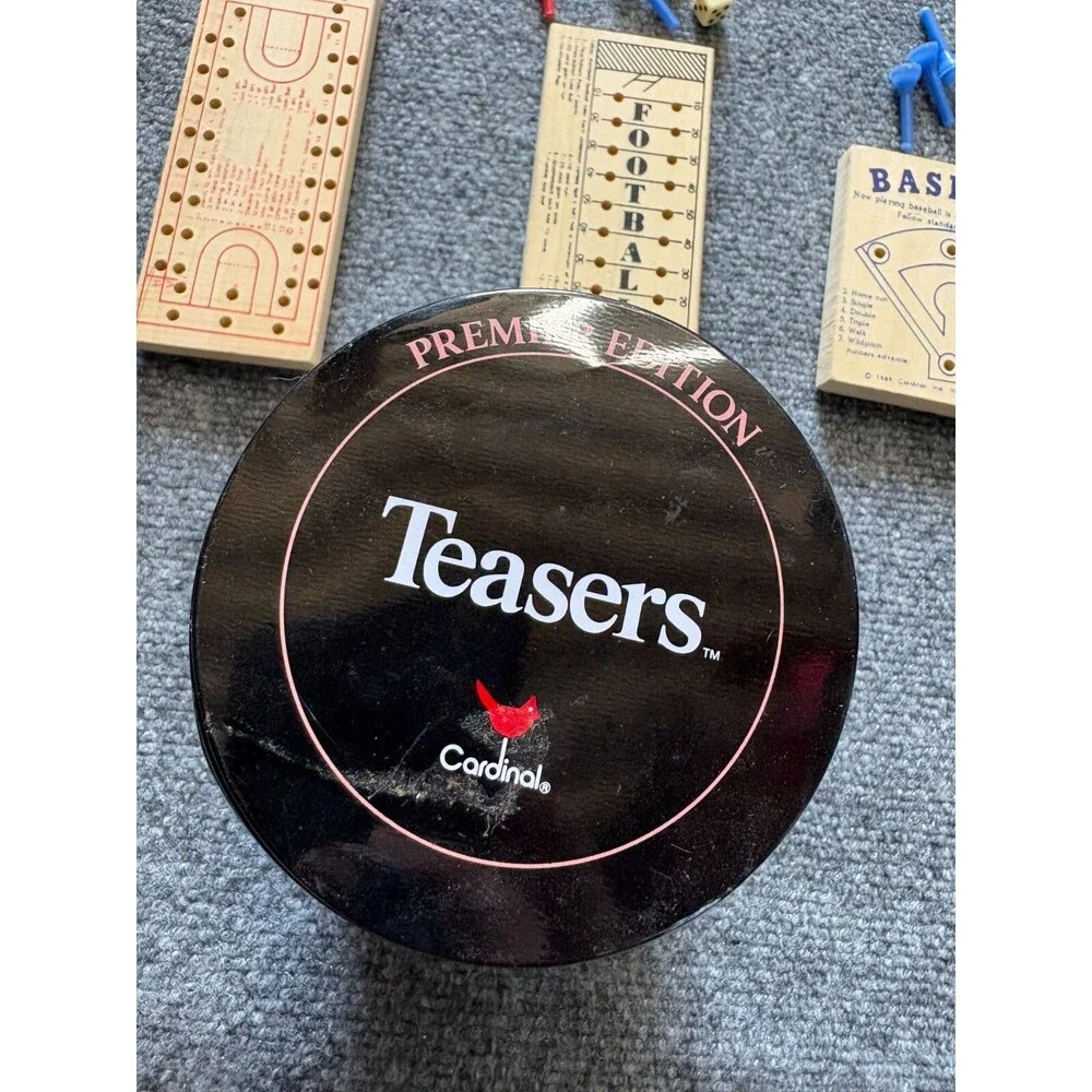 Game Sport Teasers 3 Brain Teasers in Metal Tin VTG 1993 Baseball Basketball ...